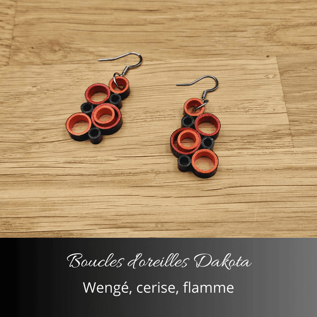Boucles d'oreilles Dakota - Wengé, cerise, flamme
