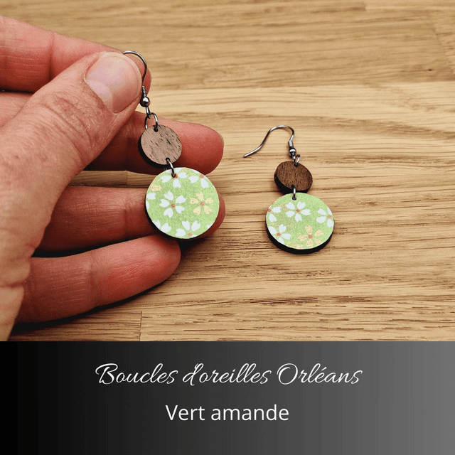 Boucles d'oreilles Orléans - Vert amande