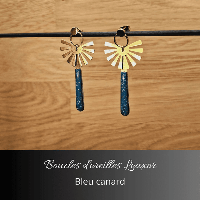 Boucles d'oreilles Louxor - Bleu canard