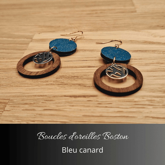 Boucles d'oreilles Boston - Bleu canard