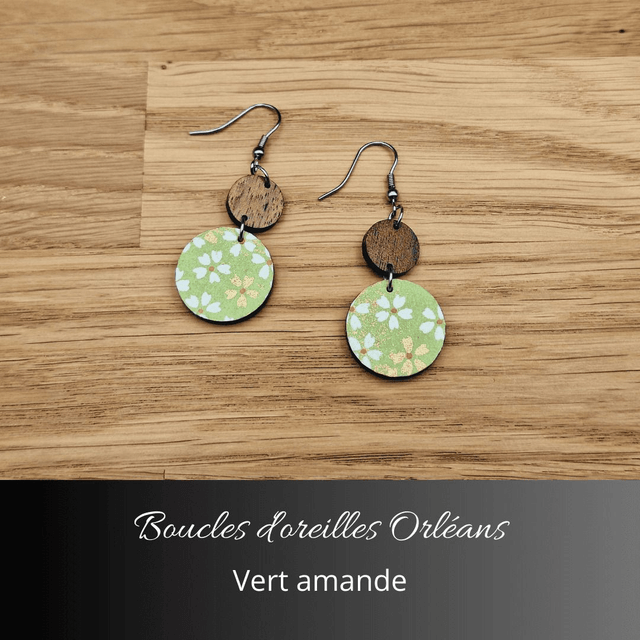 Boucles d'oreilles Orléans - Vert amande