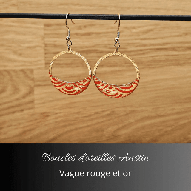 Boucles d'oreilles Austin n°1 - Rouge, or