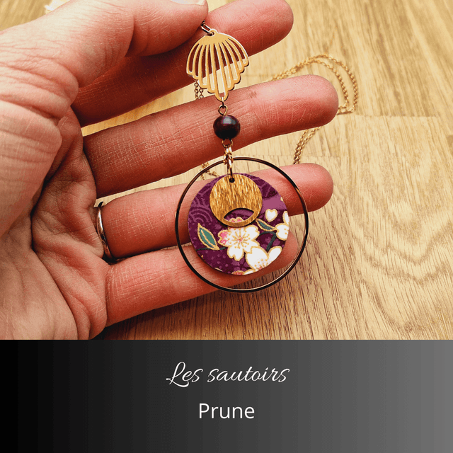 Collier sautoir Olympe - Prune
