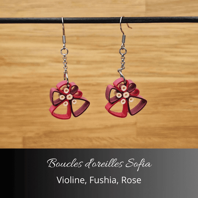 Boucles d'oreilles Sofia - Violine, fushia, rose