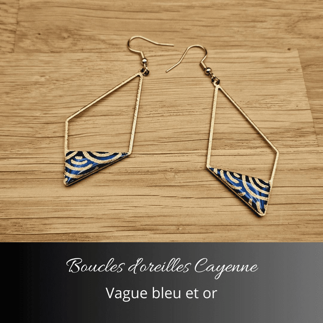 Boucles d'oreilles Cayenne - Bleu, or
