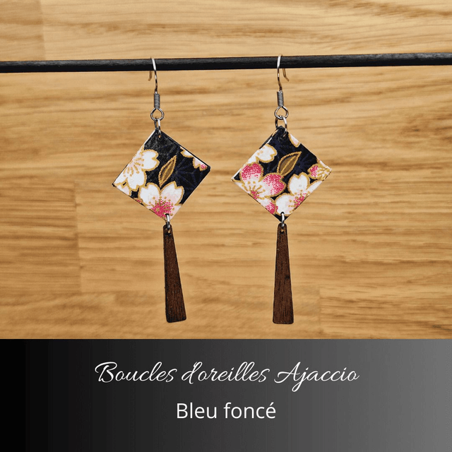 Boucles d'oreilles Ajaccio - Bleu foncé et rose