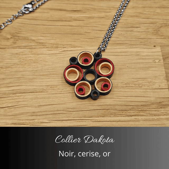Collier Dakota - Noir, cerise, or