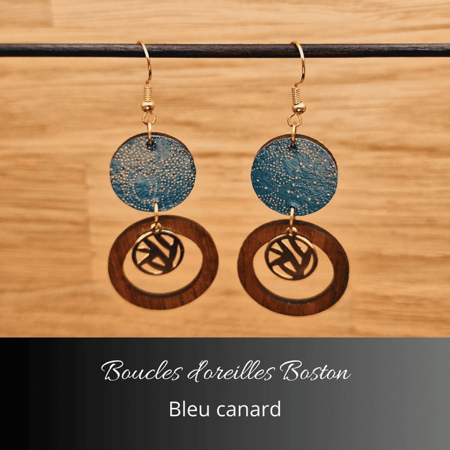 Boucles d'oreilles Boston - Bleu canard