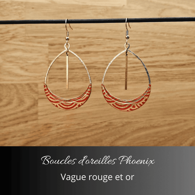 Boucles d'oreilles Phoenix - Rouge, or