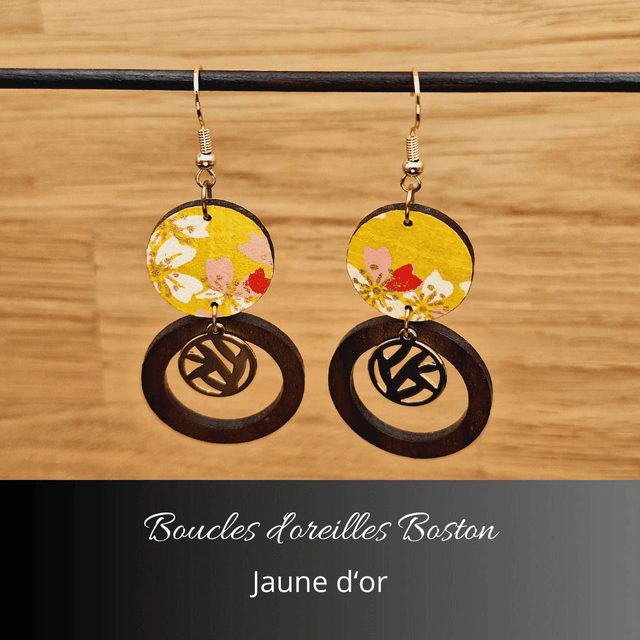 Boucles d'oreilles Boston - Jaune et rouge
