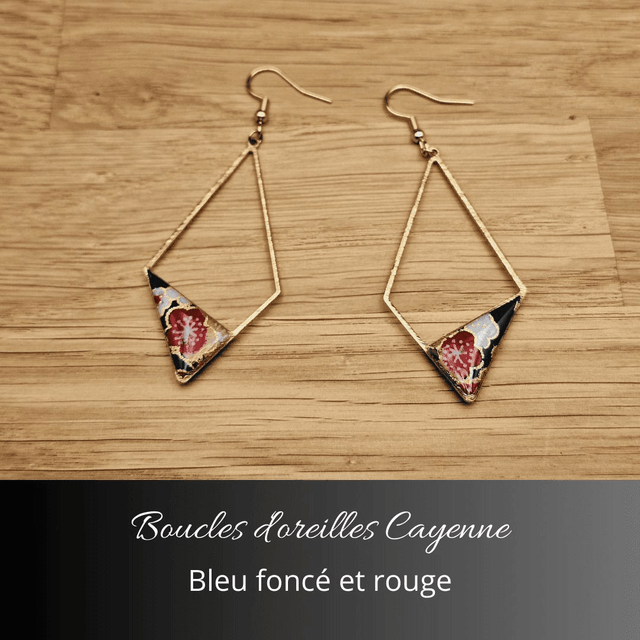 Boucles d'oreilles Cayenne - Bleu foncé, rouge