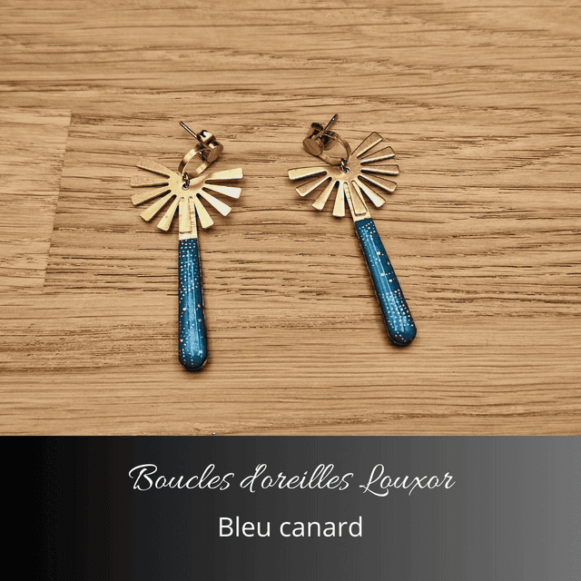 Boucles d&#039;oreilles Louxor - Bleu canard