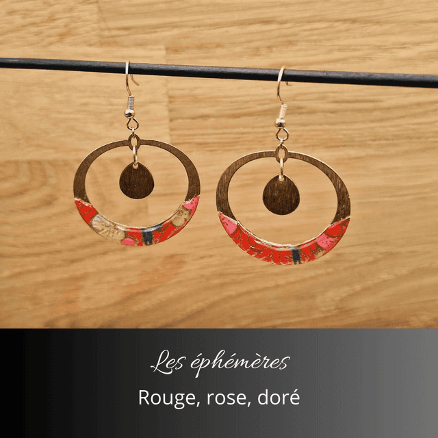 Boucles d&#039;oreilles Aurora - Rouge, rose, or