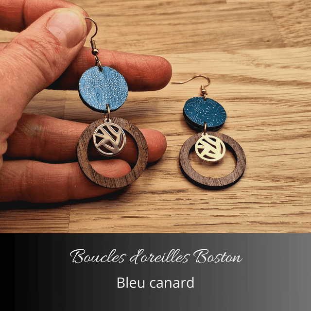 Boucles d&#039;oreilles Boston - Bleu canard