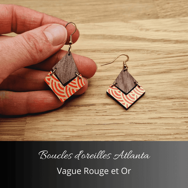 Boucles d&#039;oreilles Atlanta - Rouge orange et or