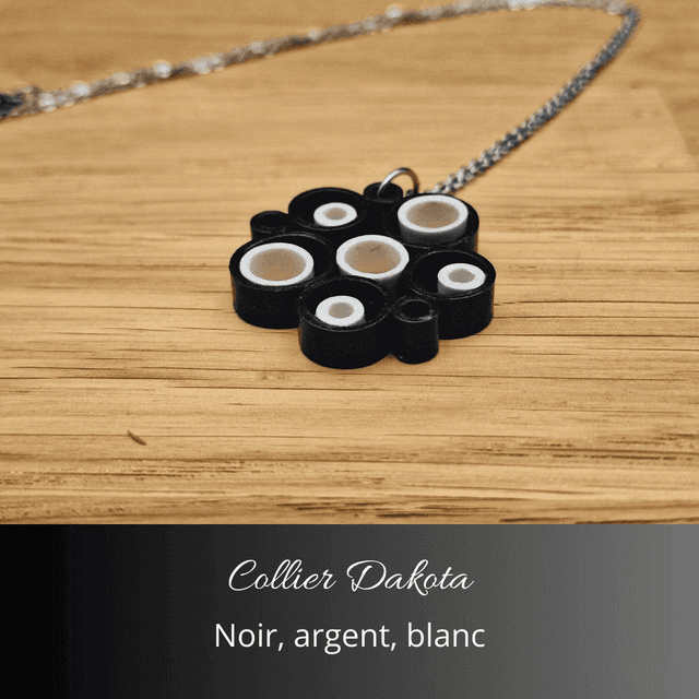 Collier Dakota - Noir, argent, blanc