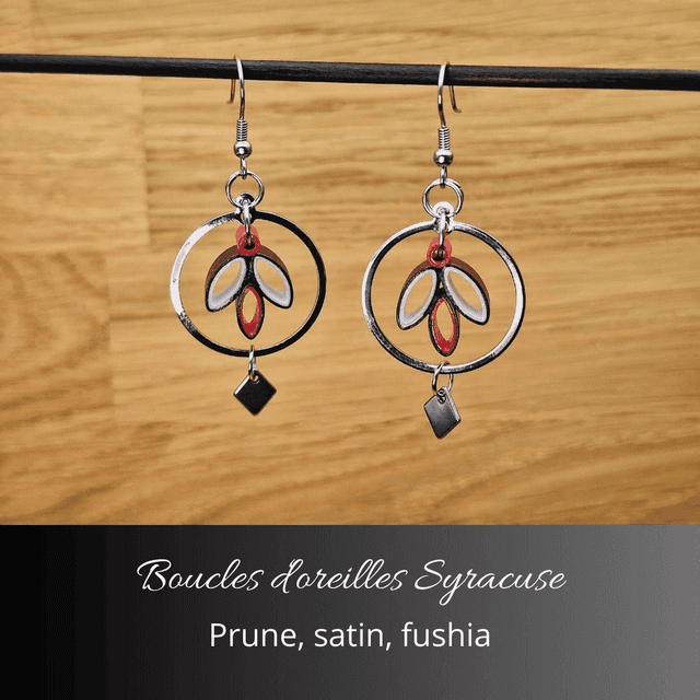 Boucles d&#039;oreilles Syracuse - Prune, fushia, satin