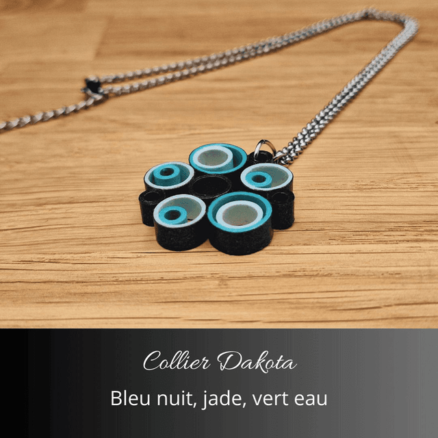 Collier Dakota - Bleu nuit, jade, vert d&#039;eau