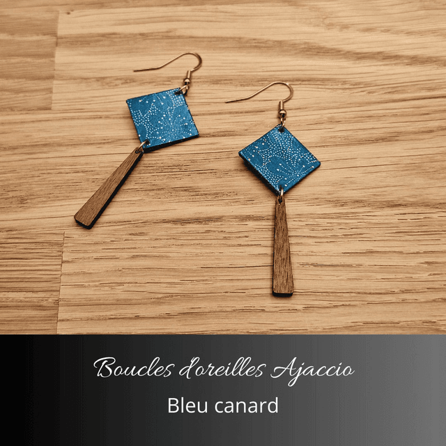 Boucles d&#039;oreilles Ajaccio - Bleu canard