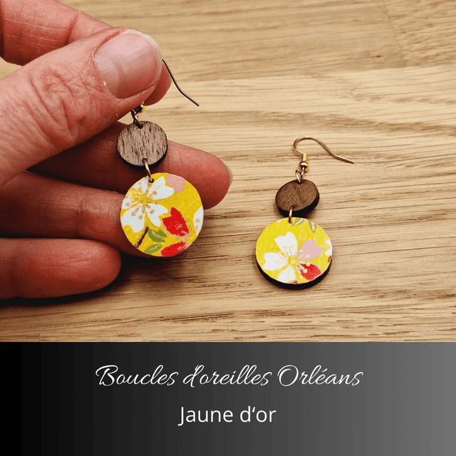 Boucles d&#039;oreilles Orléans - Jaune et rouge