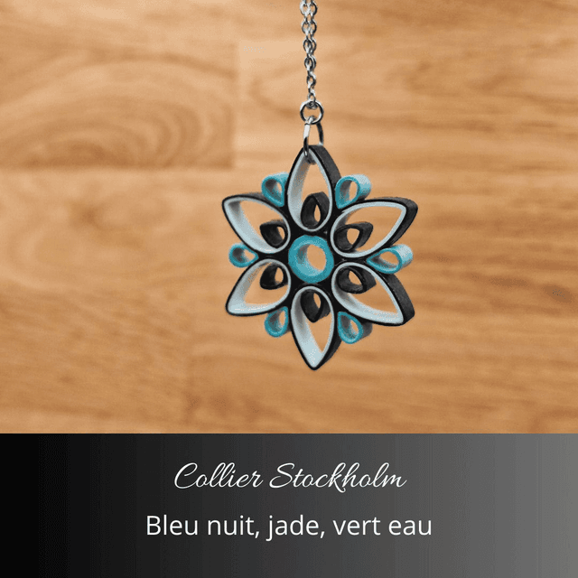 Collier Stockholm - Bleu nuit, jade, vert d&#039;eau