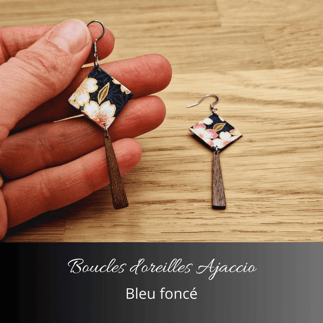 Boucles d&#039;oreilles Ajaccio - Bleu foncé et rose